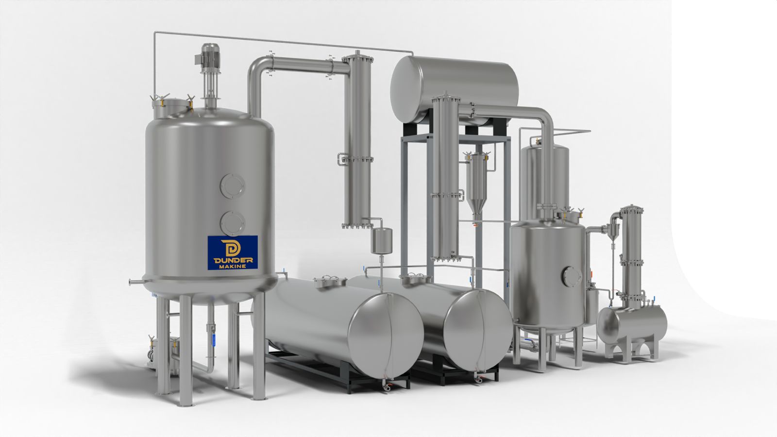 3D design of a vacuum evaporation unit with condenser and receiver