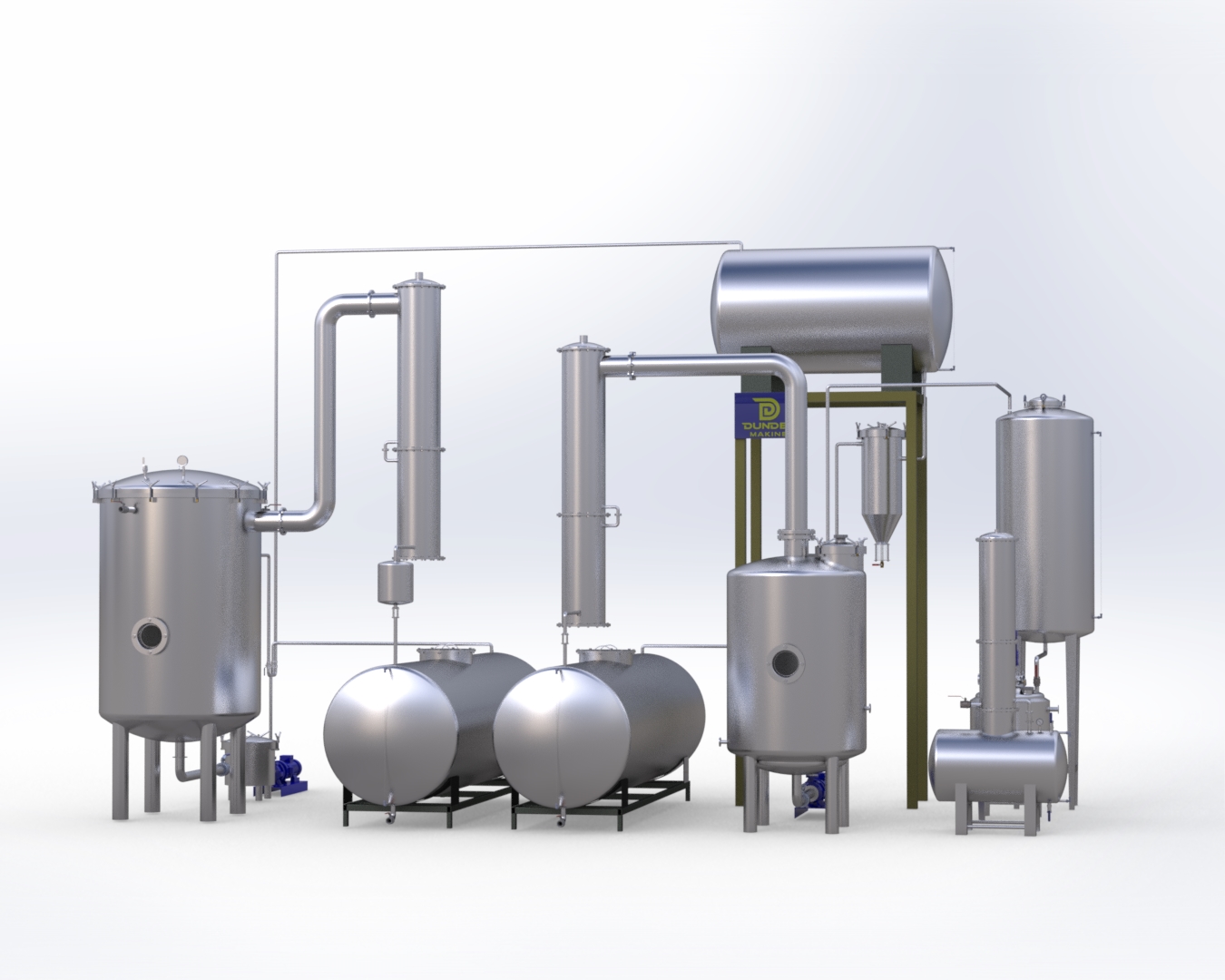 3D design of a static basket extraction system, front view